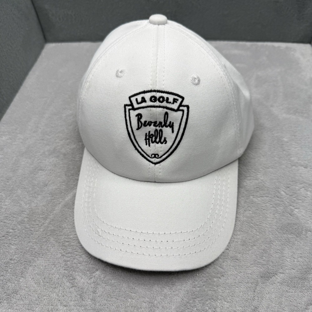 LA GOLF Beverly Hills Hat White Black Logo Adjustable Golf Baseball Cap